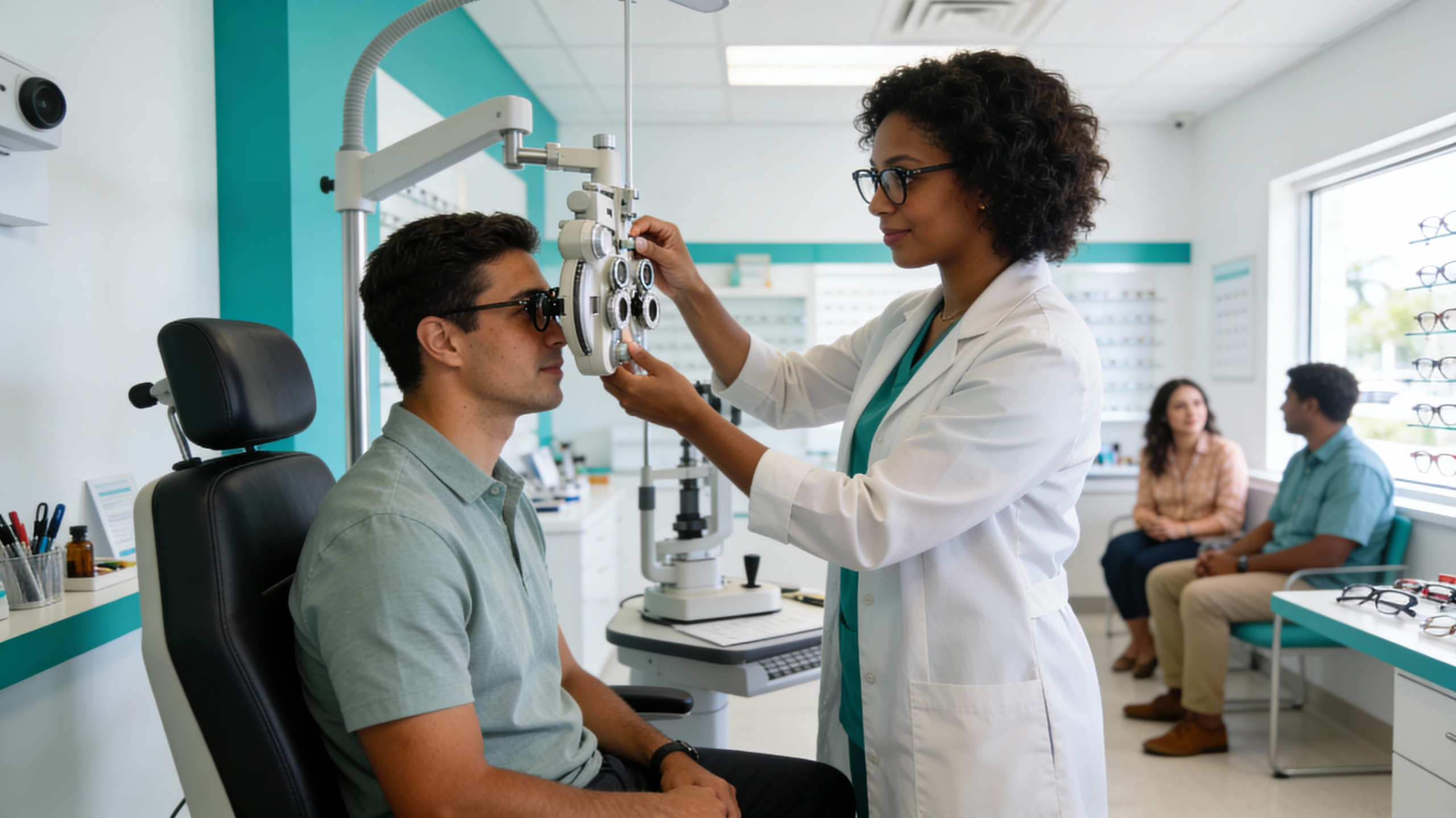 Patient receiving a comprehensive eye exam at Infinite Vision Eye Care in Miami Lakes, FL